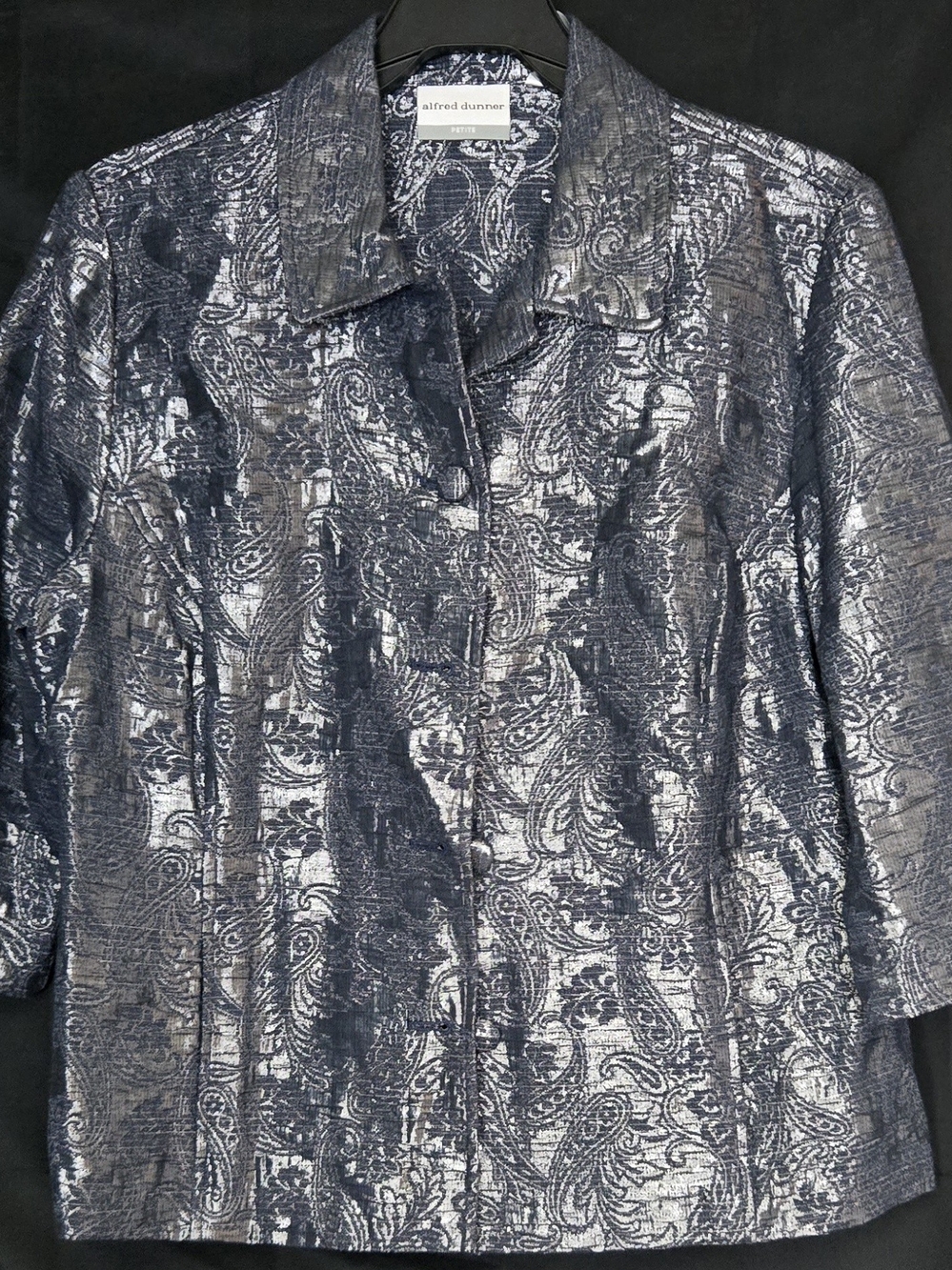 alfred dunner Metallic Paisley Evening Jacket - Silver/Gray #577